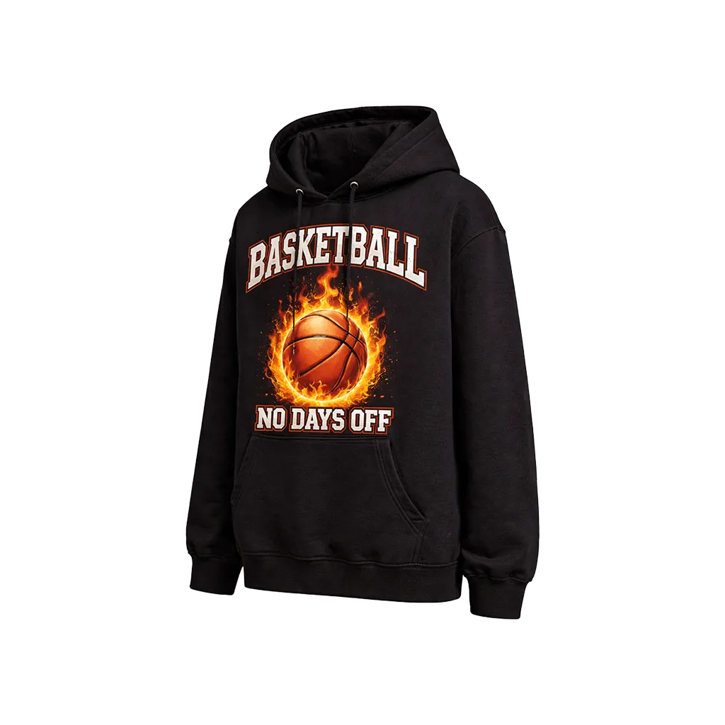 Basketball No Days Off Flaming Graphic Hoodie
