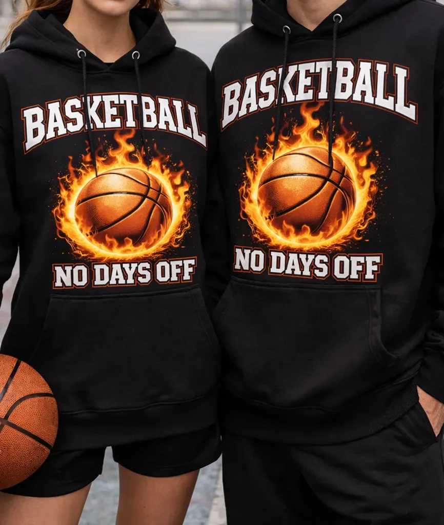 Basketball No Days Off Flaming Graphic Hoodie