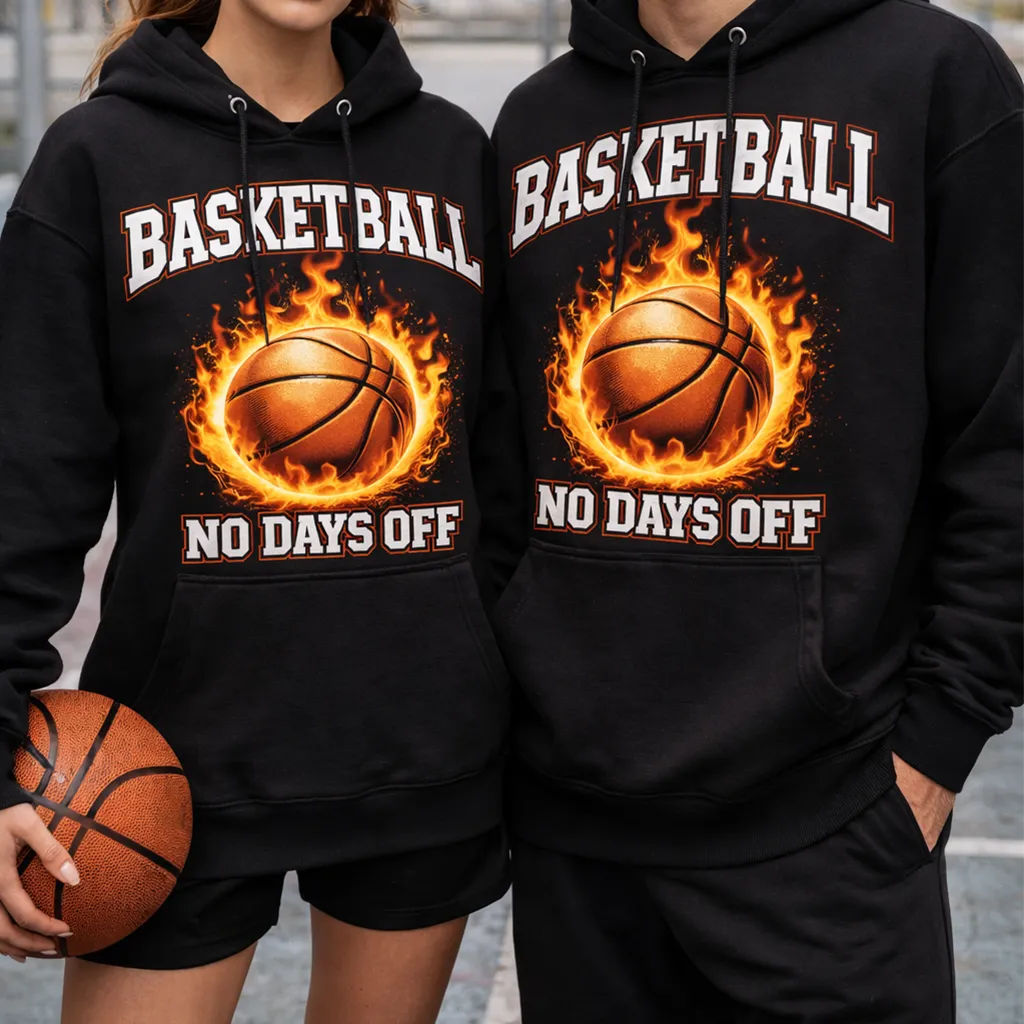 Basketball No Days Off Flaming Graphic Hoodie
