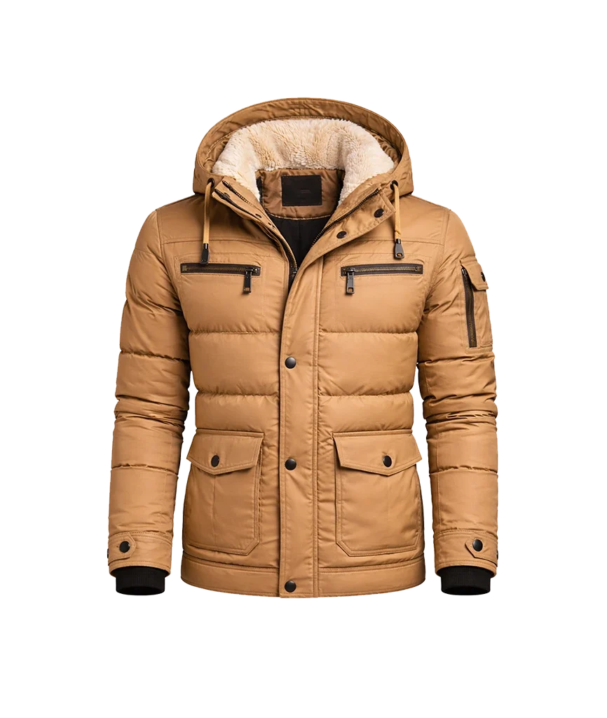 Urban Yukon Camel Hooded Puffer Jacket