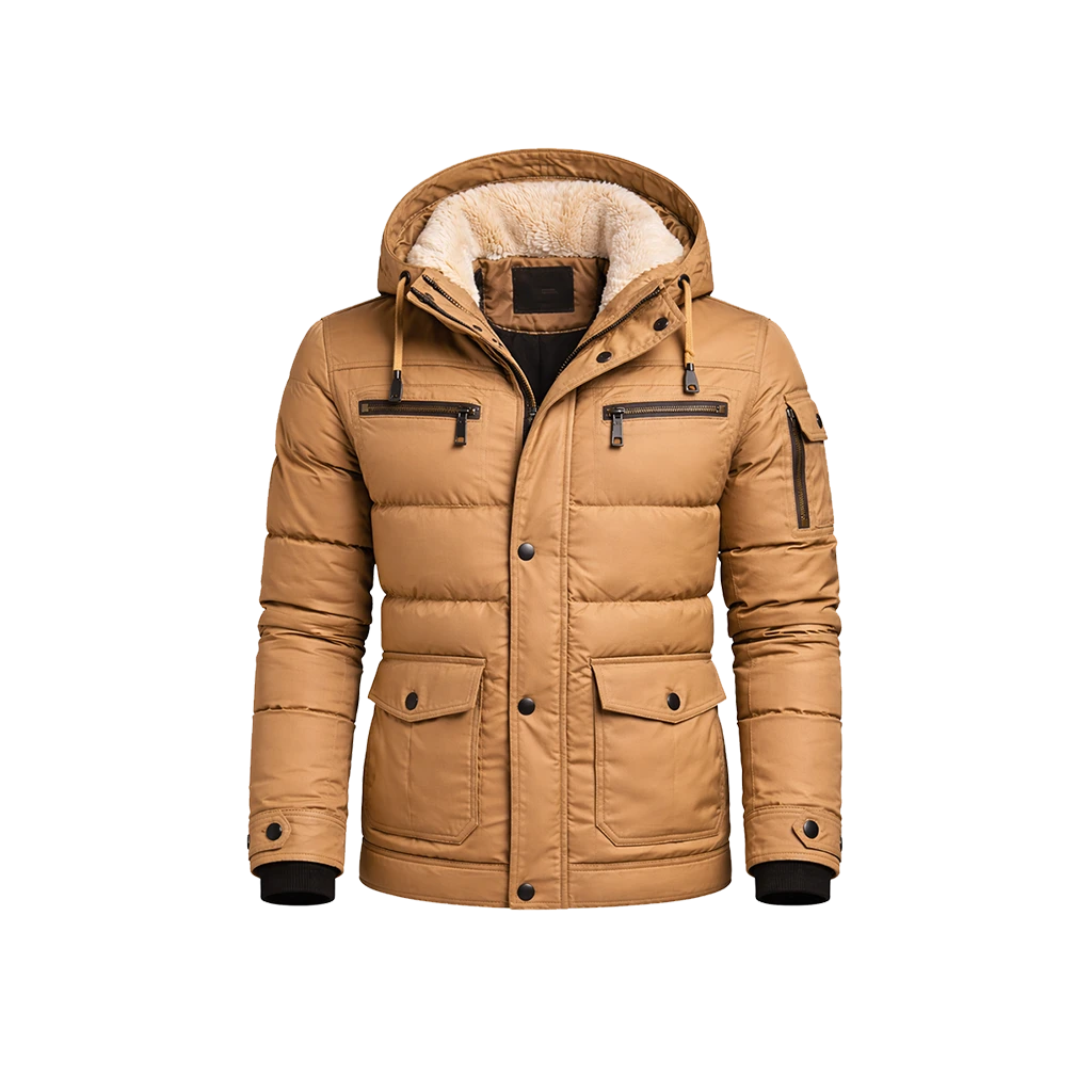 Urban Yukon Camel Hooded Puffer Jacket
