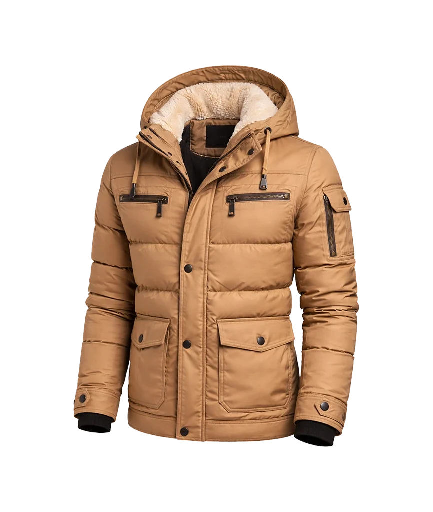 Urban Yukon Camel Hooded Puffer Jacket
