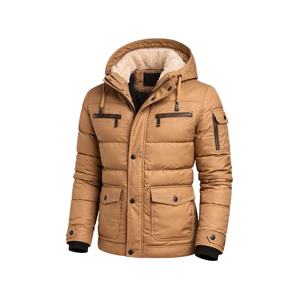 Urban Yukon Camel Hooded Puffer Jacket