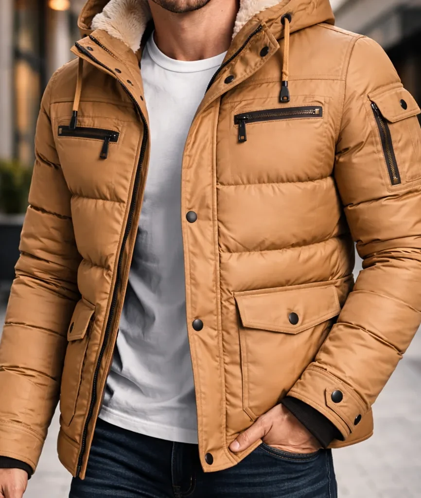 Urban Yukon Camel Hooded Puffer Jacket