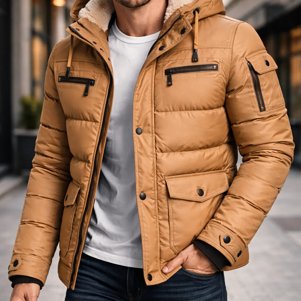 Urban Yukon Camel Hooded Puffer Jacket