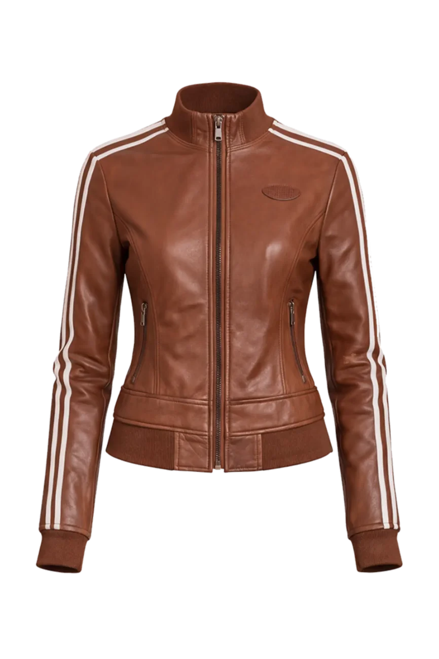 Urban Track Brown Leather Sports Jacket