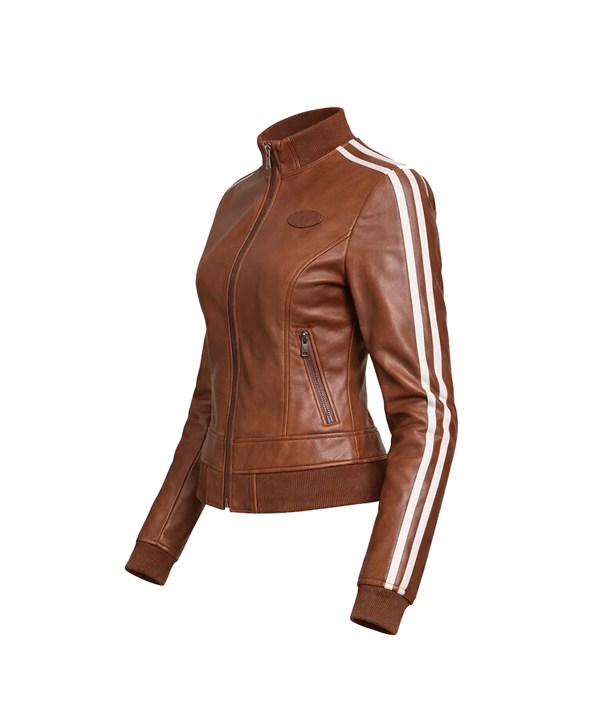 Urban Track Brown Leather Sports Jacket