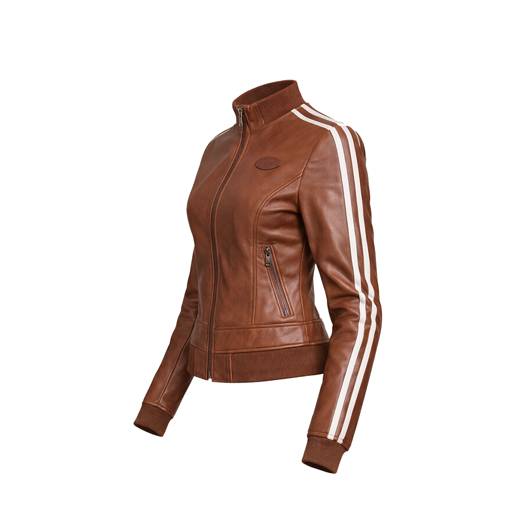 Urban Track Brown Leather Sports Jacket