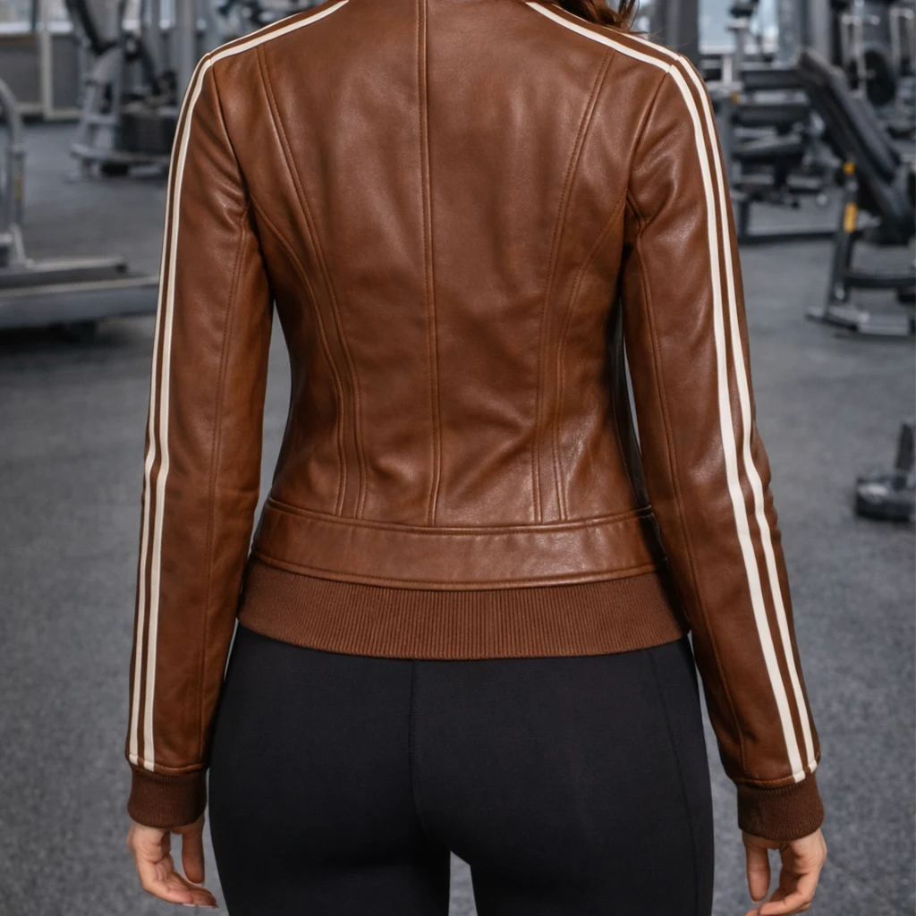 Urban Track Brown Leather Sports Jacket