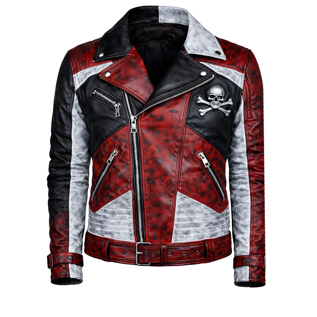 Skullfire Distressed Biker Jacket