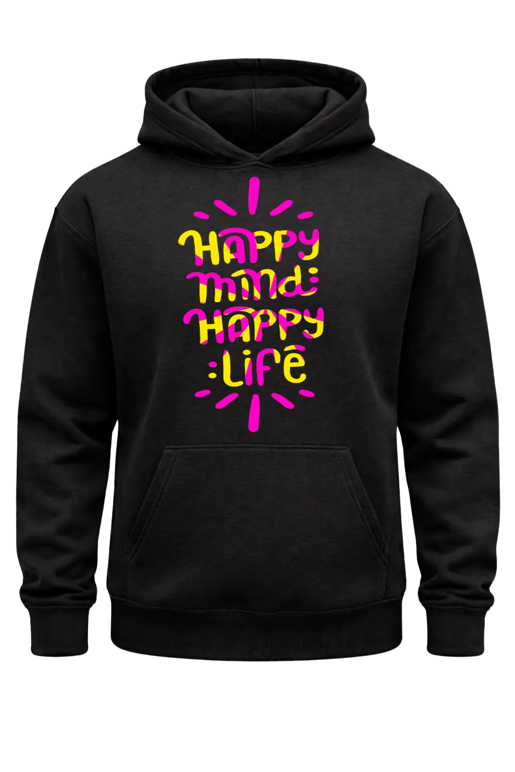 Happy Mind Happy Life Black Hoodie