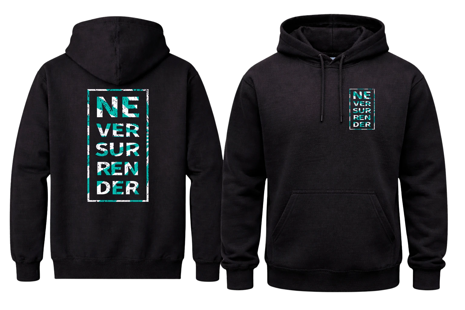 Never Surrender Front And Back Print Hoodie