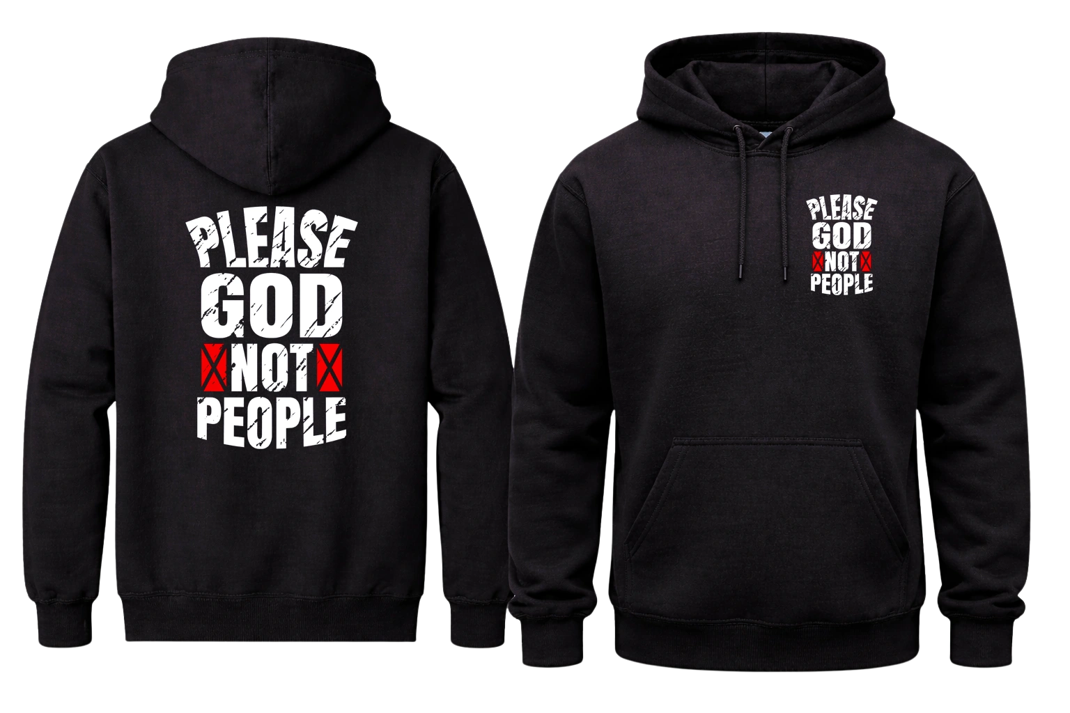 Please God Not People Front And Back Print Hoodie