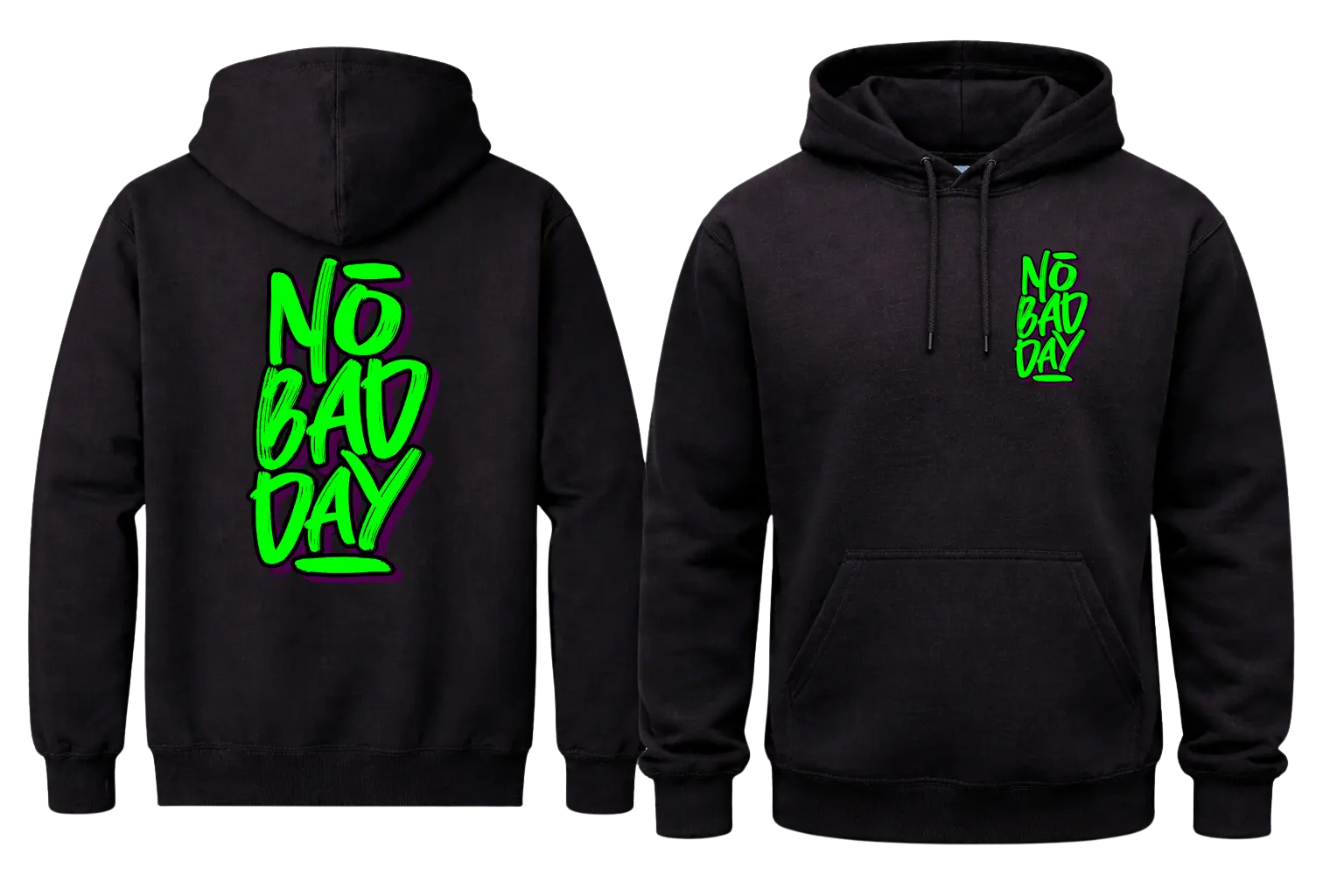 No Bad Day Black Front And Back Print Hoodie
