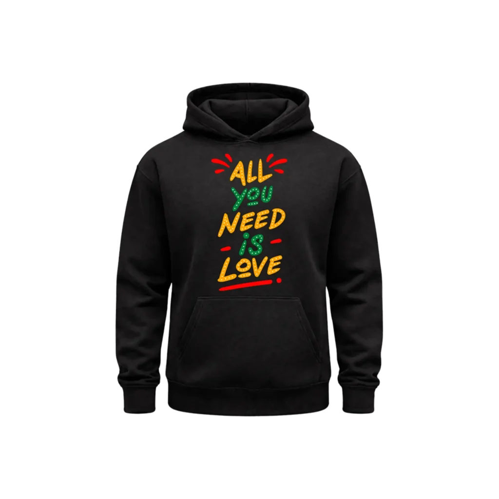 Colorful Love Quote Black Pullover Hoodie