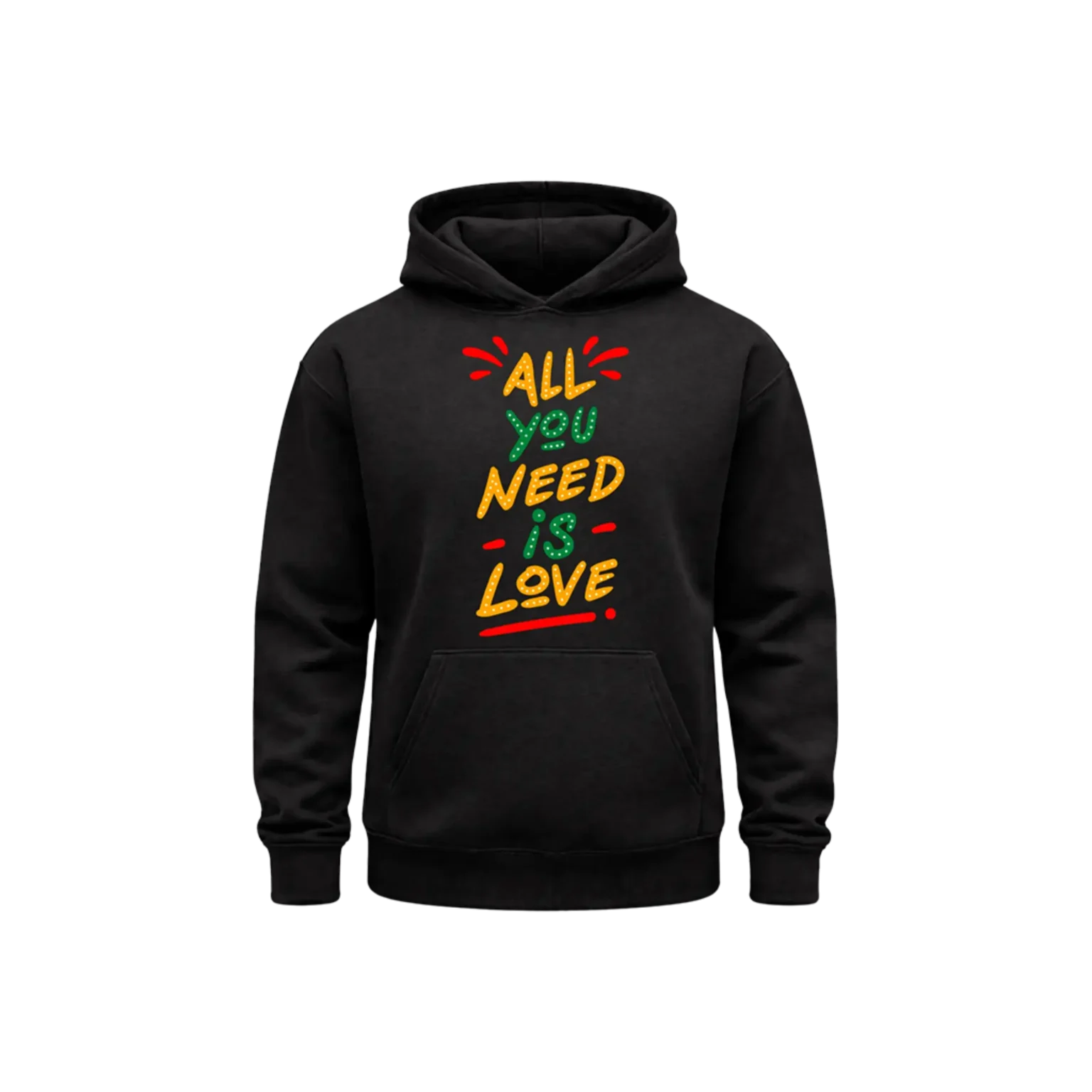 Colorful Love Quote Black Pullover Hoodie
