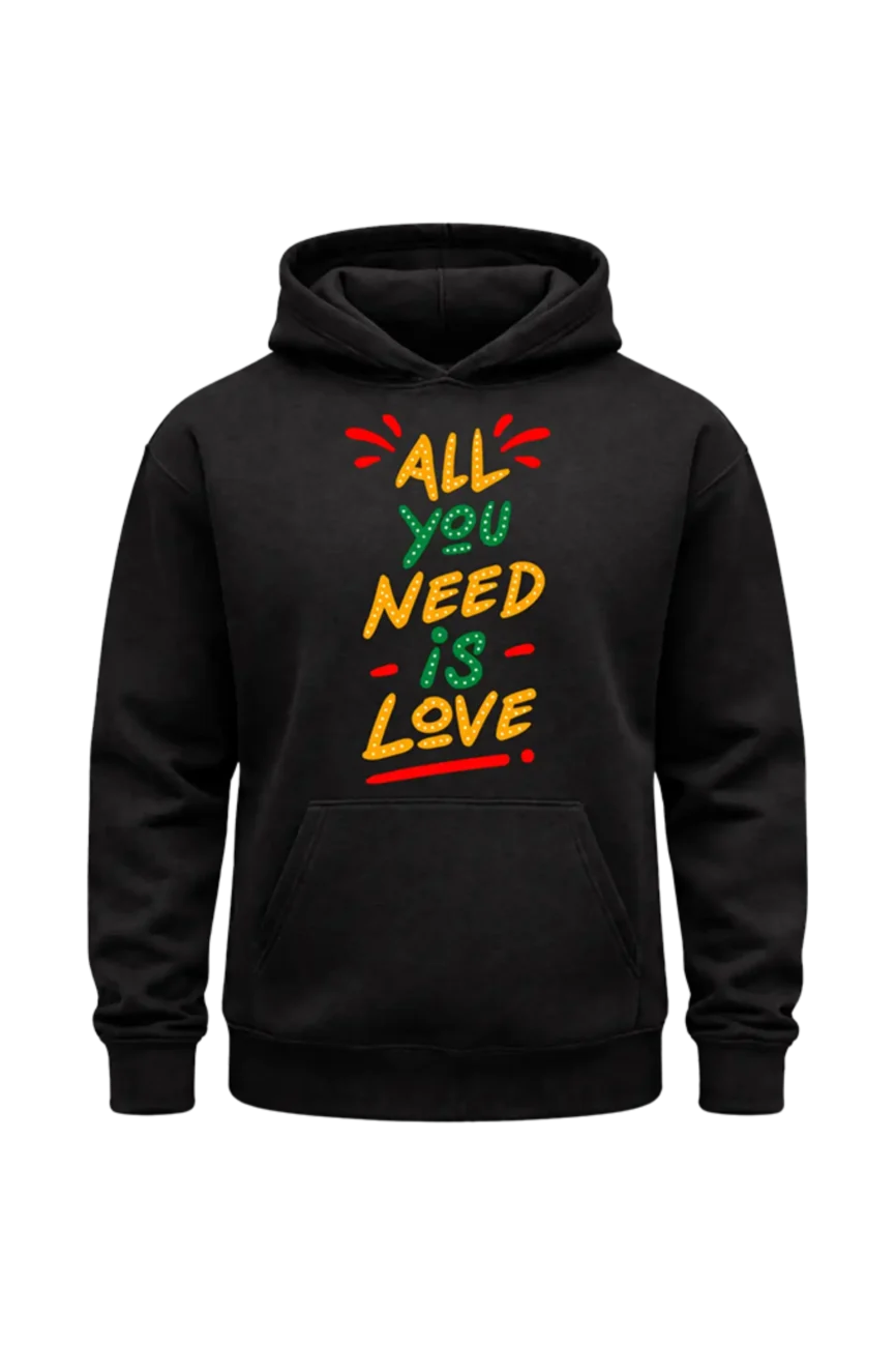 Colorful Love Quote Black Pullover Hoodie