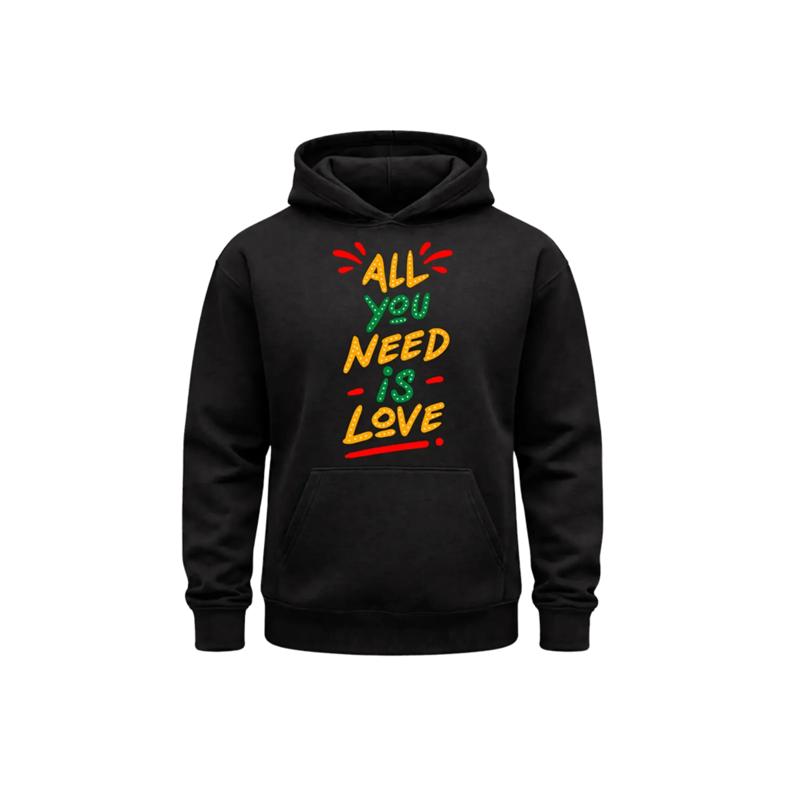 Colorful Love Quote Black Pullover Hoodie