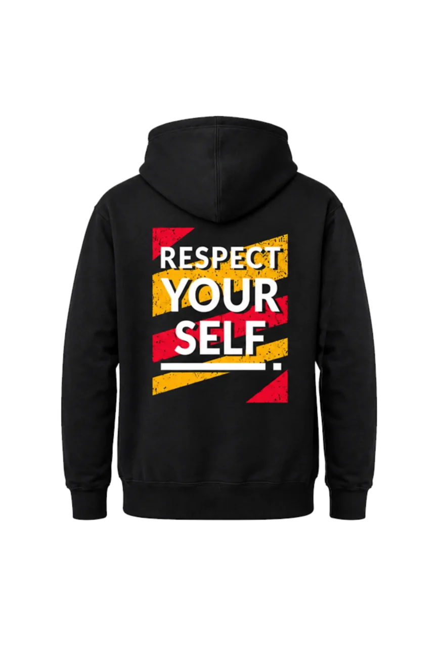 Geometric Graphic “Respect Yourself” Fleece Hoodie