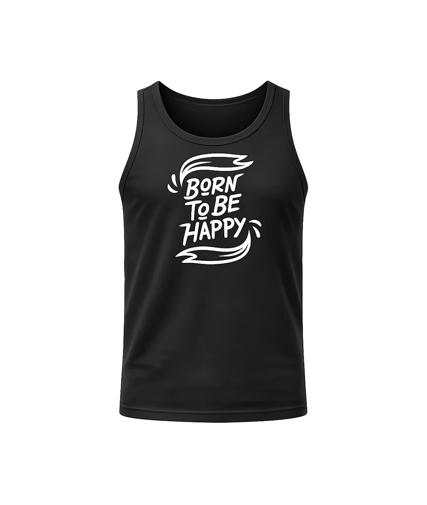 Classic Black “Born To Be Happy” Sleeveless Top
