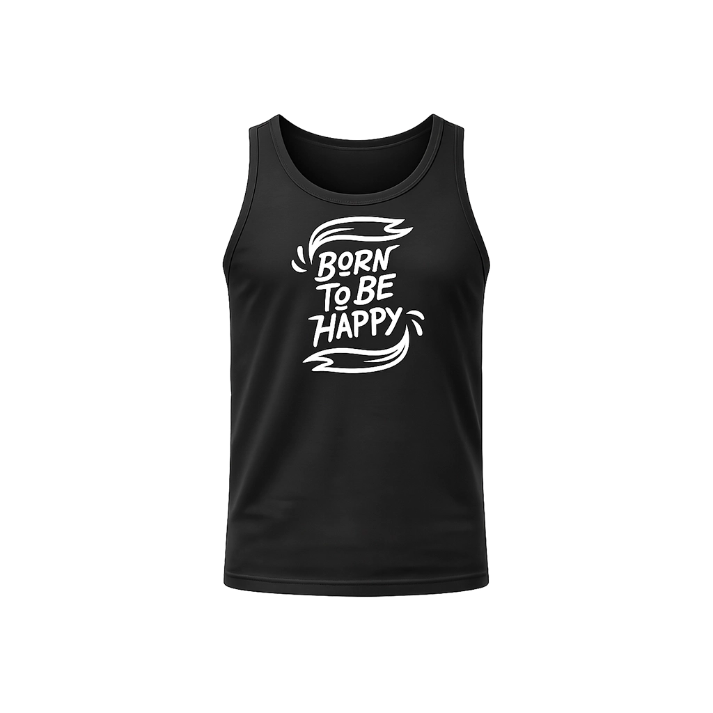 Classic Black “Born To Be Happy” Sleeveless Top