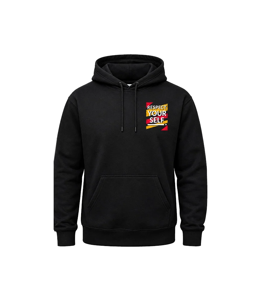 Geometric Graphic “Respect Yourself” Fleece Hoodie