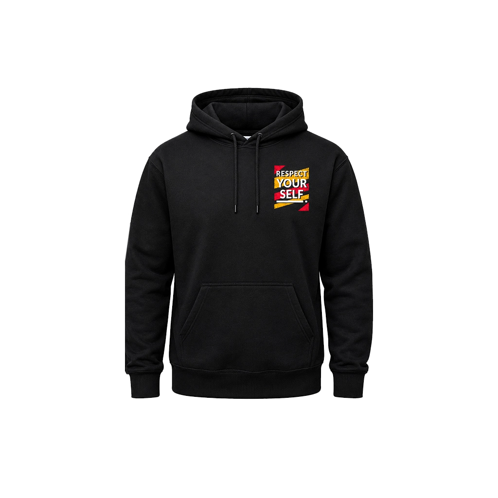 Geometric Graphic “Respect Yourself” Fleece Hoodie