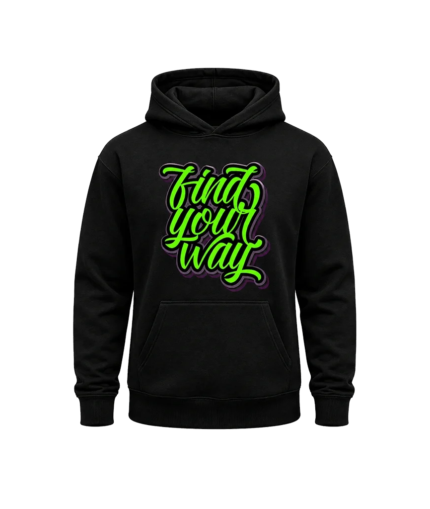 Urban Streetwear “Find Your Way” Black Hoodie