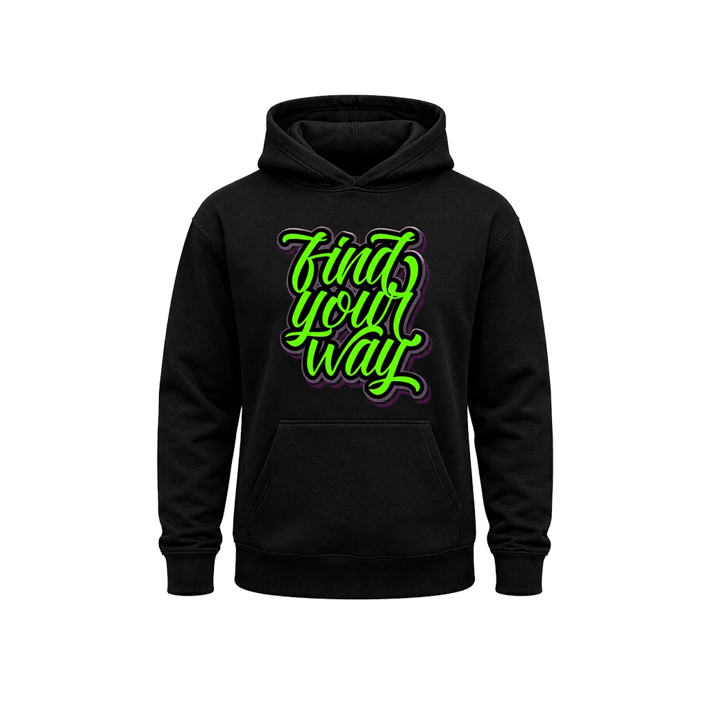 Urban Streetwear “Find Your Way” Black Hoodie