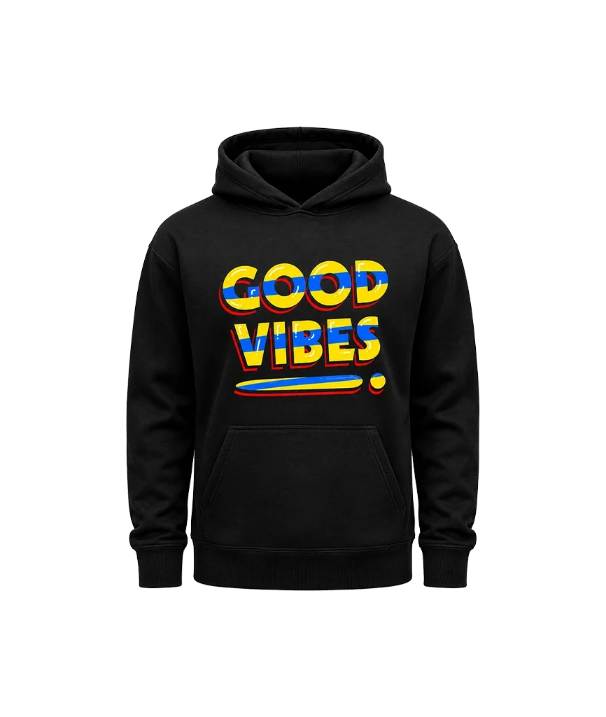 Good Vibes Oversized Front Graphic Pullover Hoodie