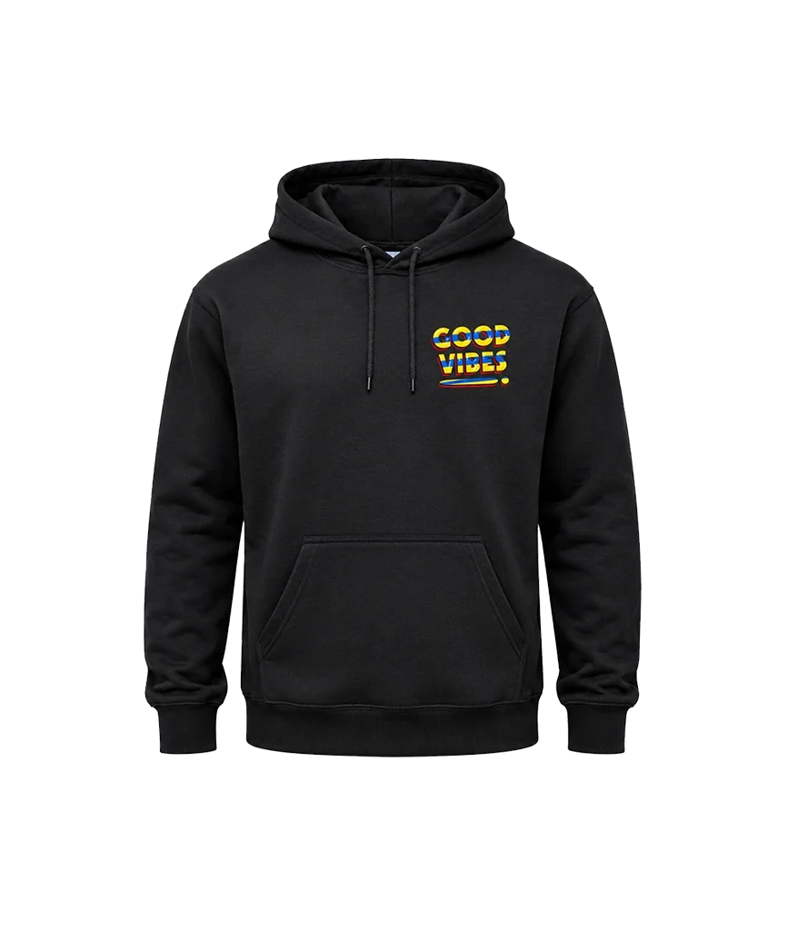 Good Vibes Dual-Print Black Hoodie
