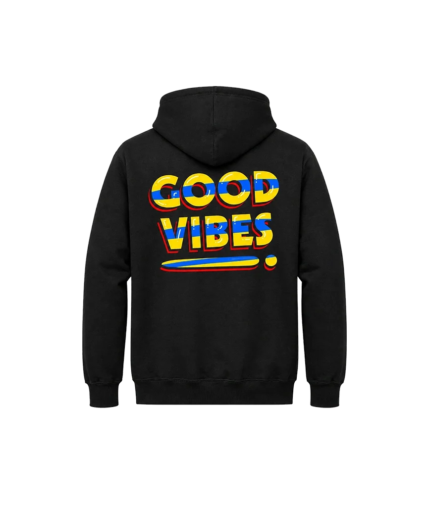 Good Vibes Dual-Print Black Hoodie