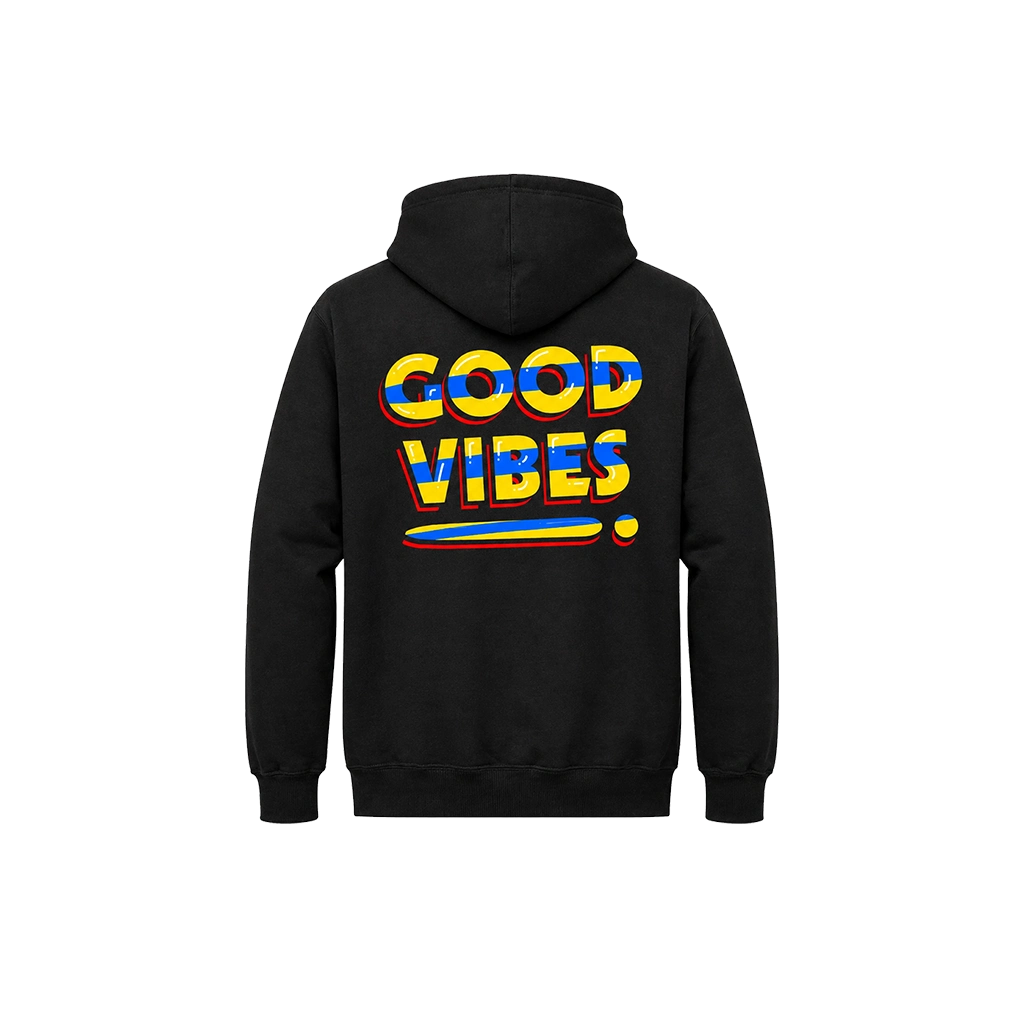 Good Vibes Dual-Print Black Hoodie
