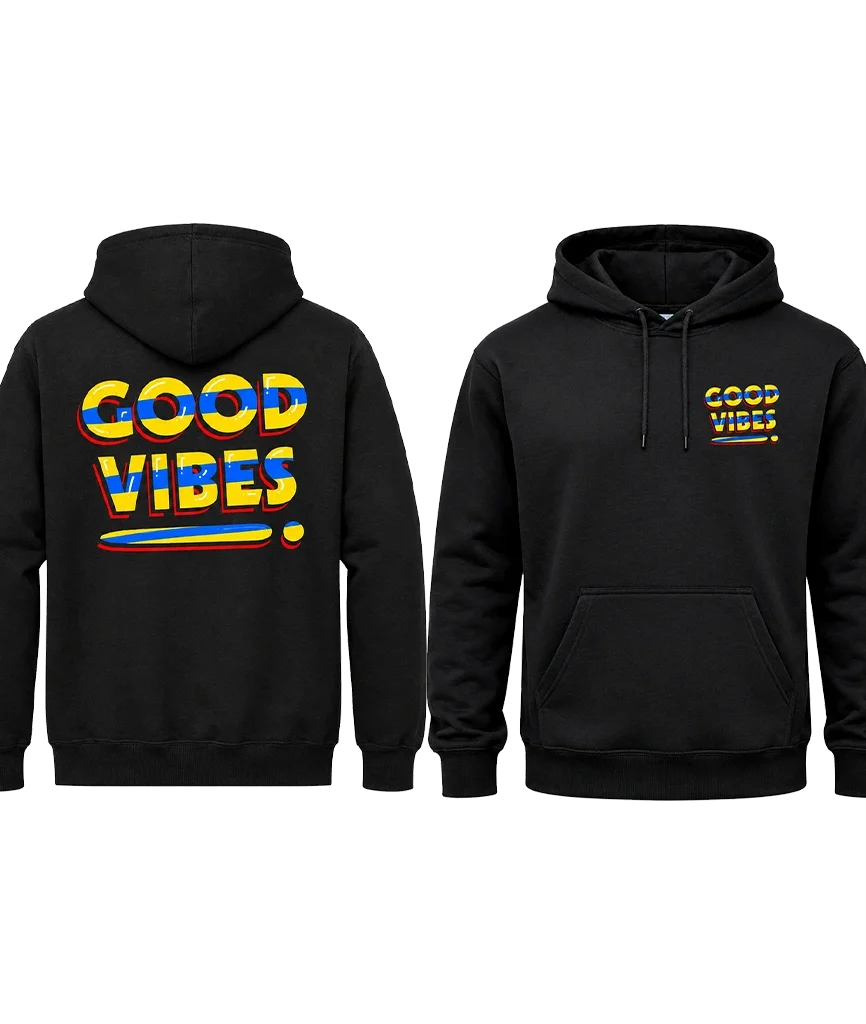 Good Vibes Dual-Print Black Hoodie