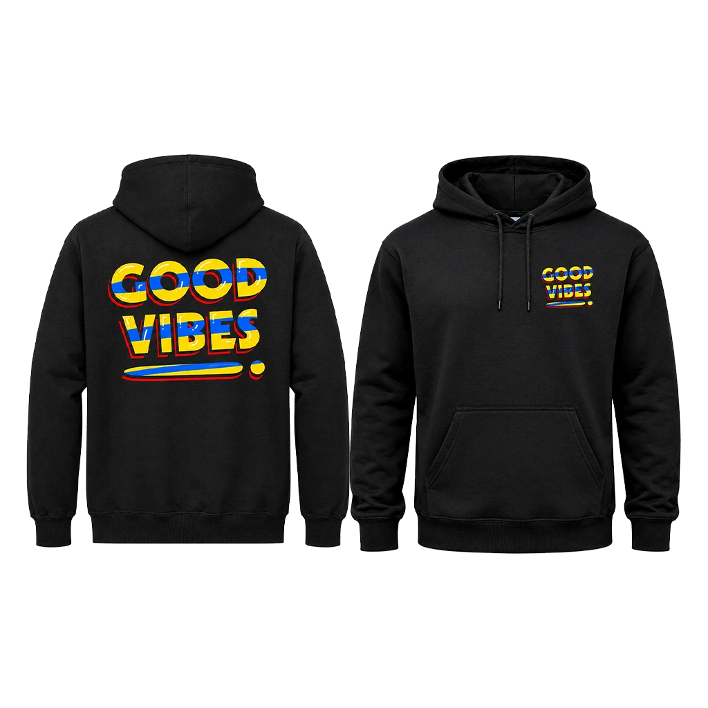 Good Vibes Dual-Print Black Hoodie