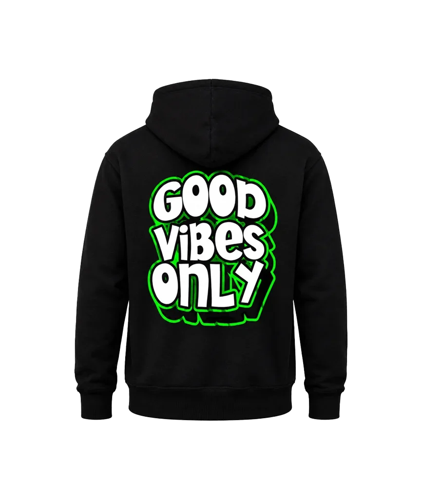 Neon Good Vibes Black Streetwear Hoodie