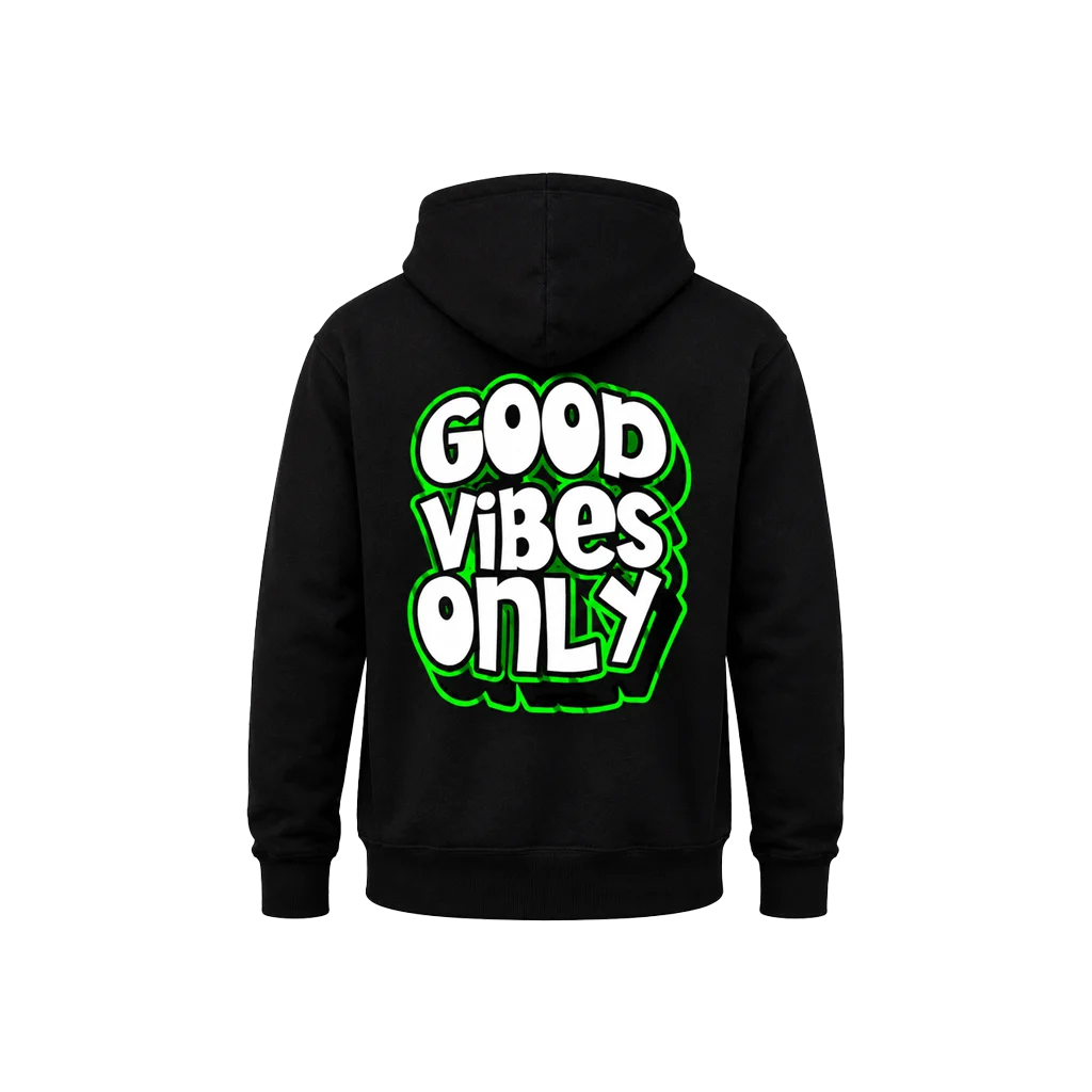 Neon Good Vibes Black Streetwear Hoodie