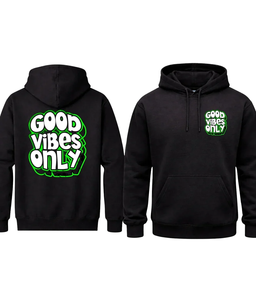 Neon Good Vibes Black Streetwear Hoodie