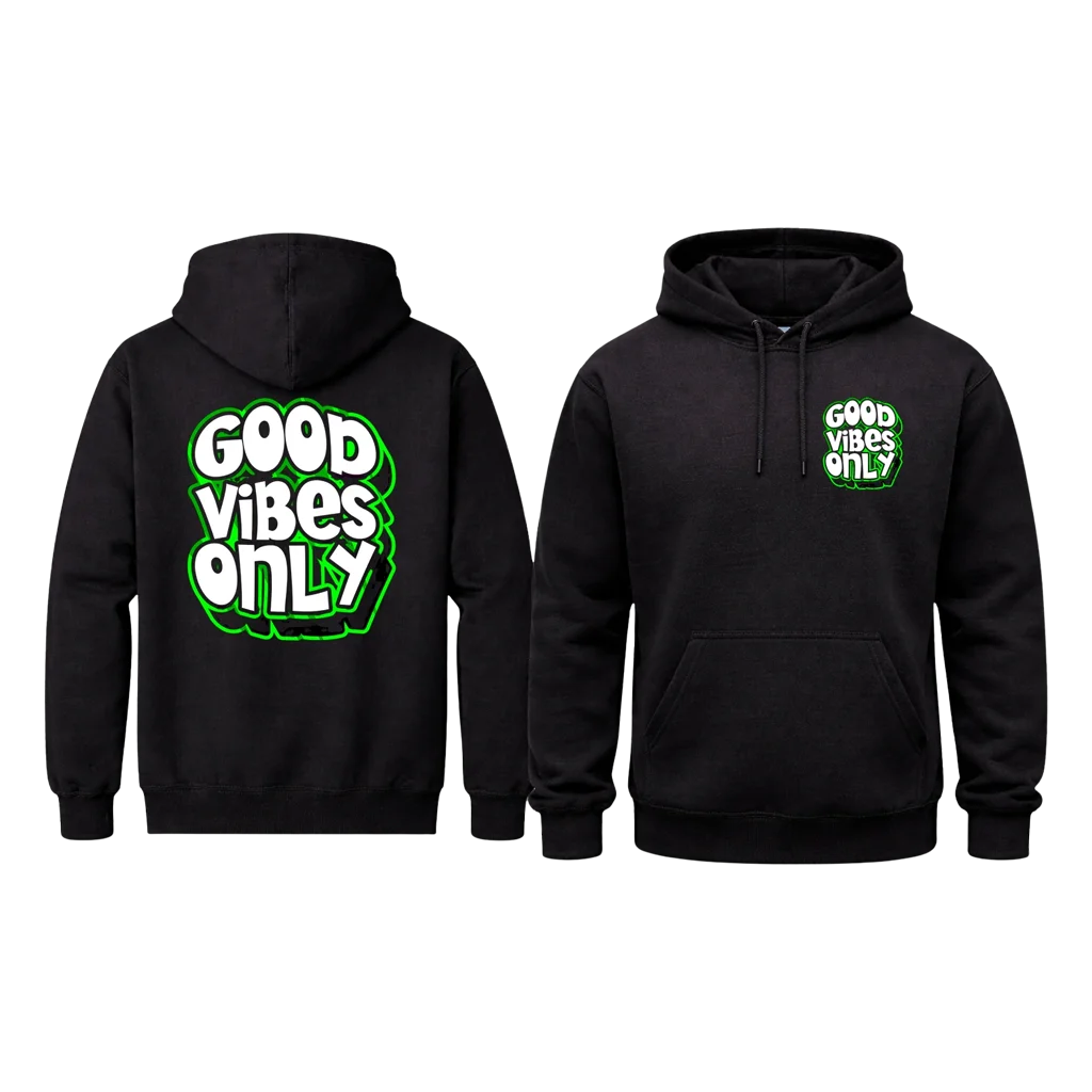 Neon Good Vibes Black Streetwear Hoodie