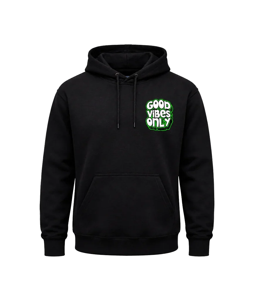 Neon Good Vibes Black Streetwear Hoodie
