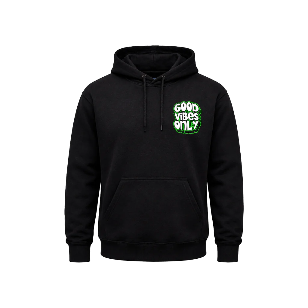 Neon Good Vibes Black Streetwear Hoodie