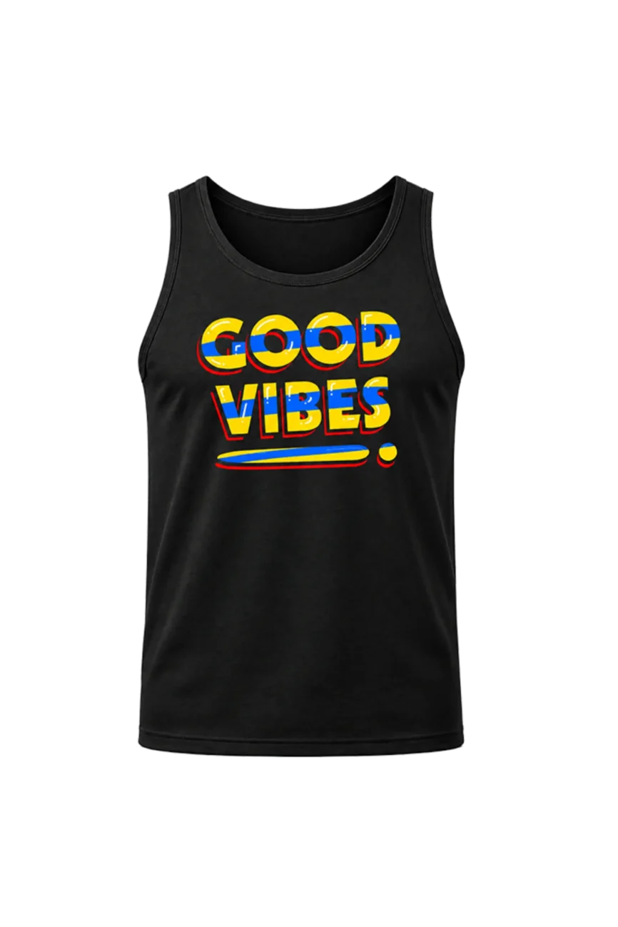 Good Vibes Front Print Graphic Tank Top