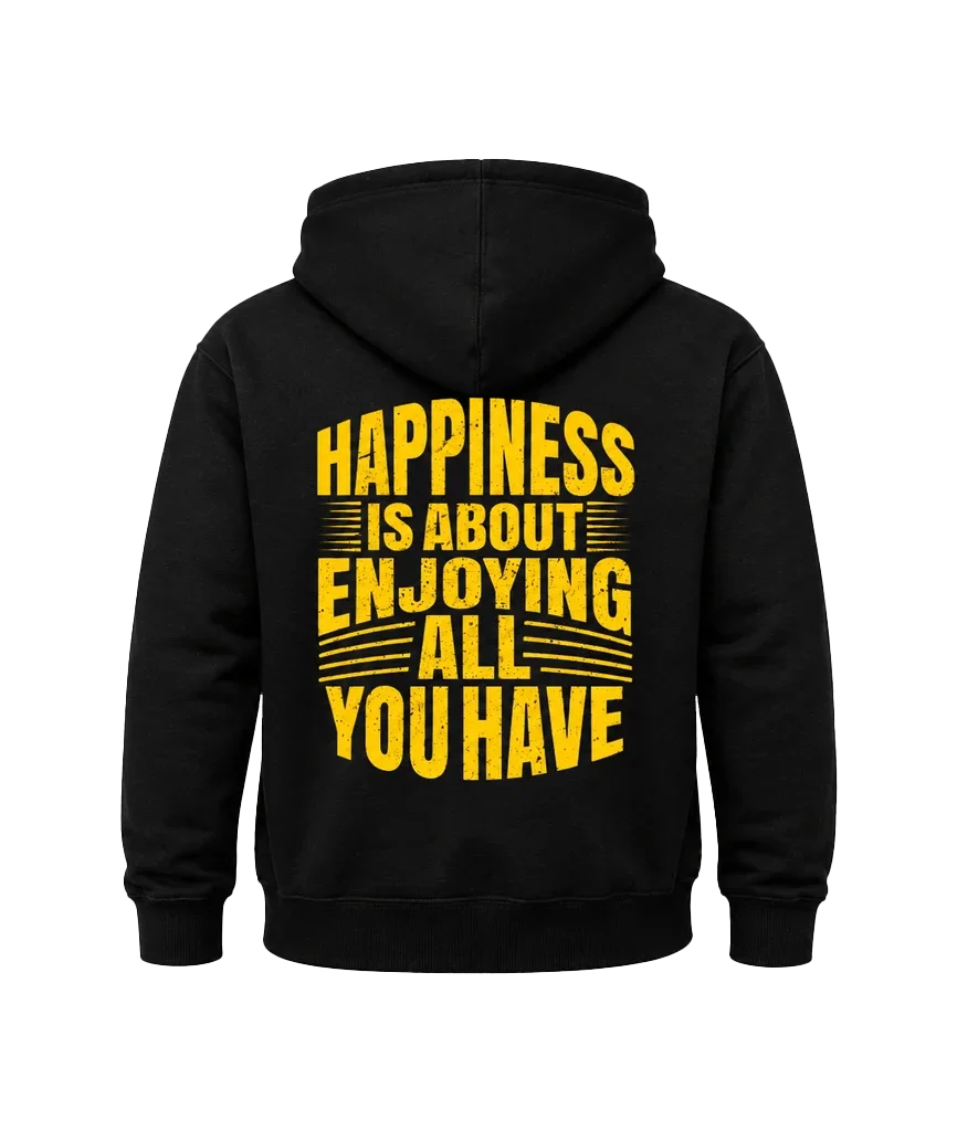 Happiness Graphic Back Print Pullover Hoodie
