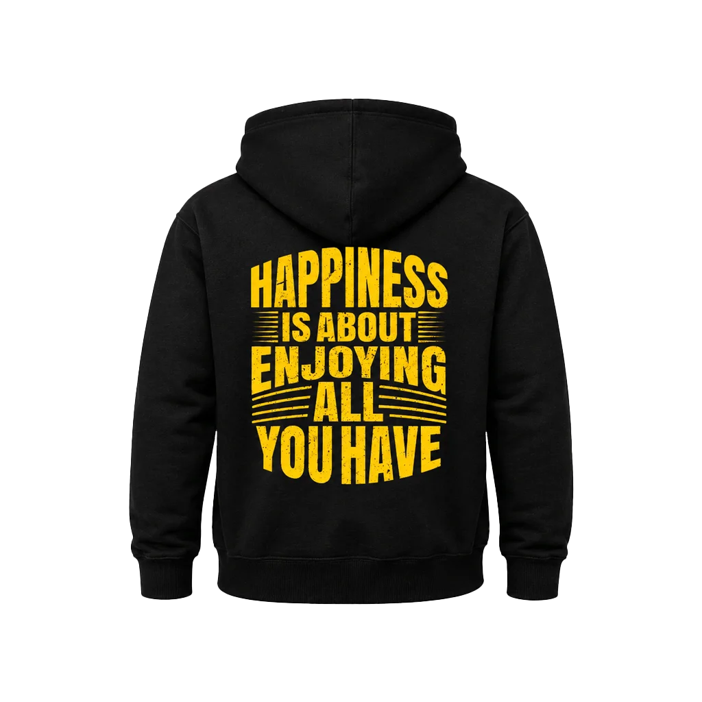 Happiness Graphic Back Print Pullover Hoodie