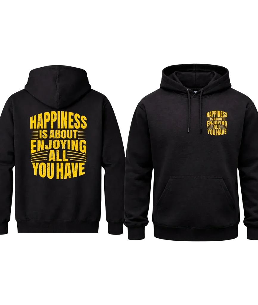 Happiness Graphic Back Print Pullover Hoodie