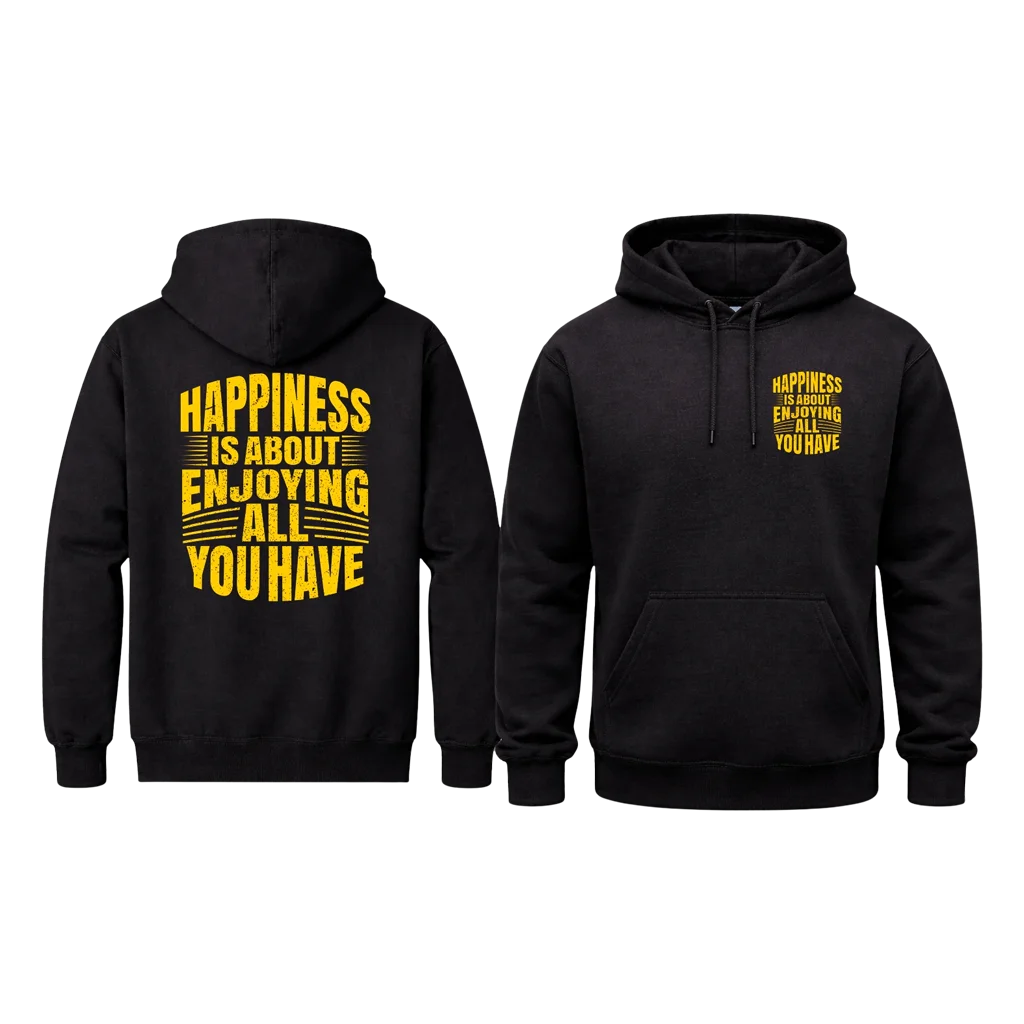 Happiness Graphic Back Print Pullover Hoodie