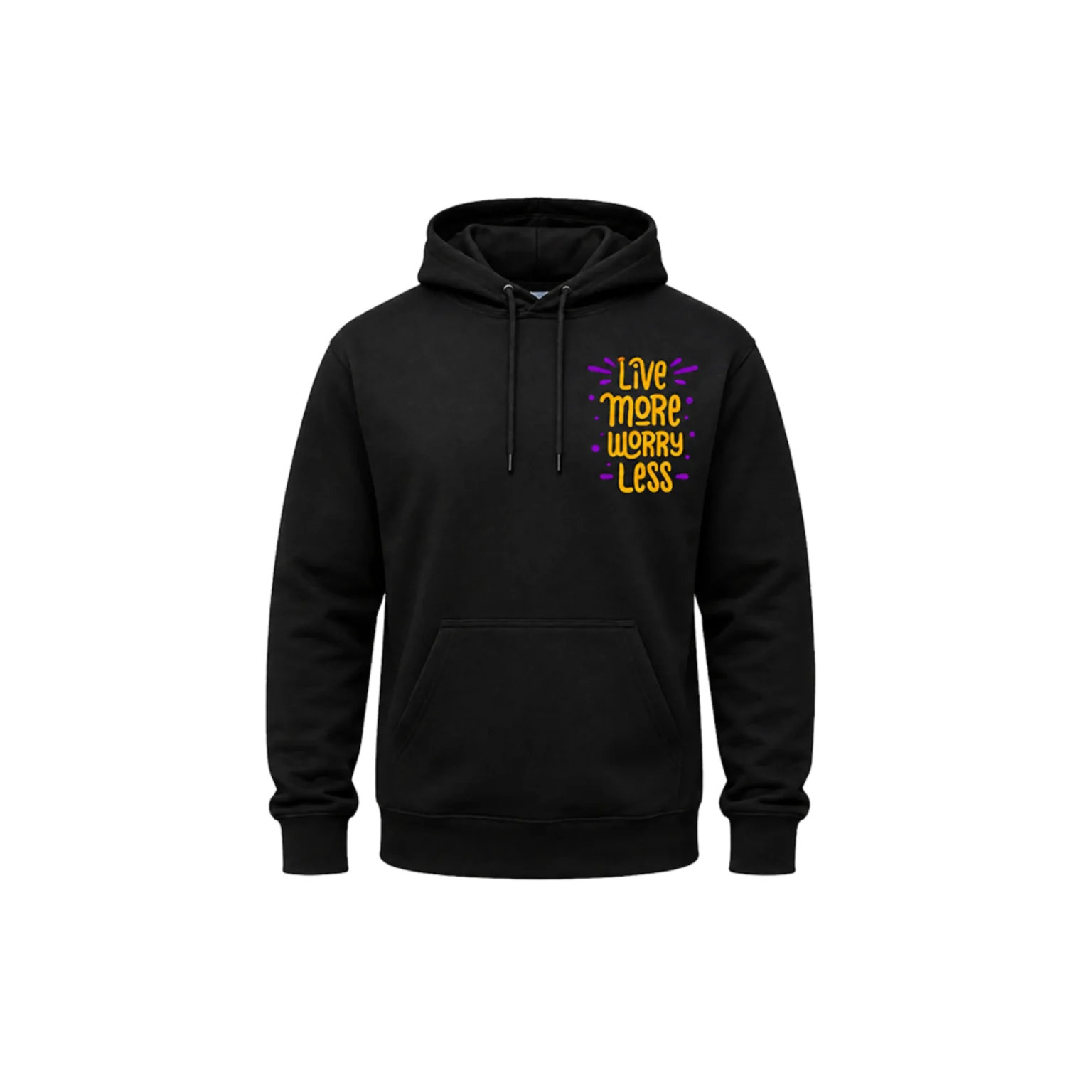 Live More Worry Less Black Streetwear Hoodie