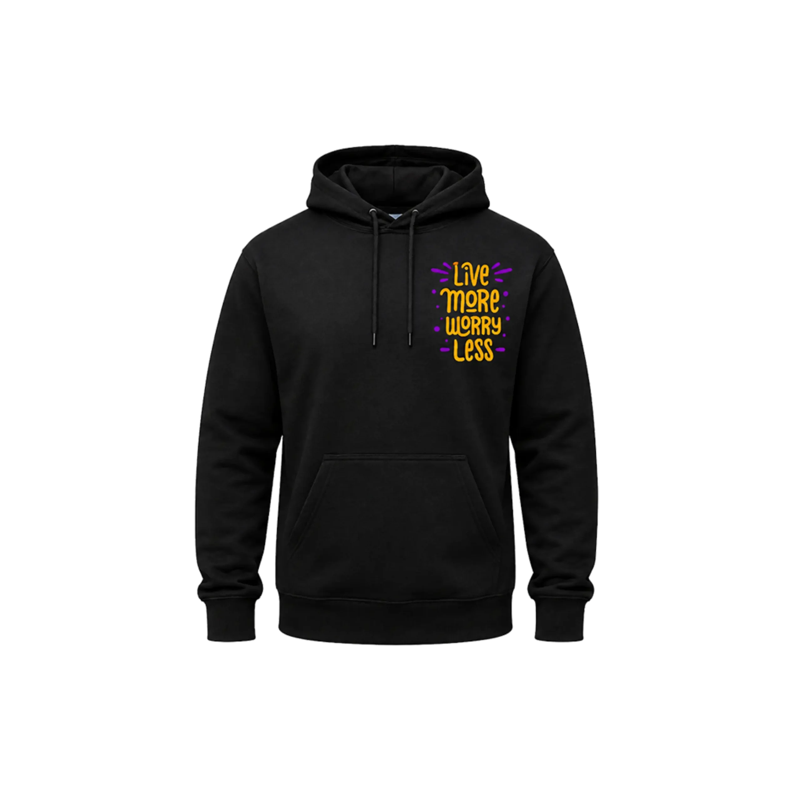 Live More Worry Less Black Streetwear Hoodie