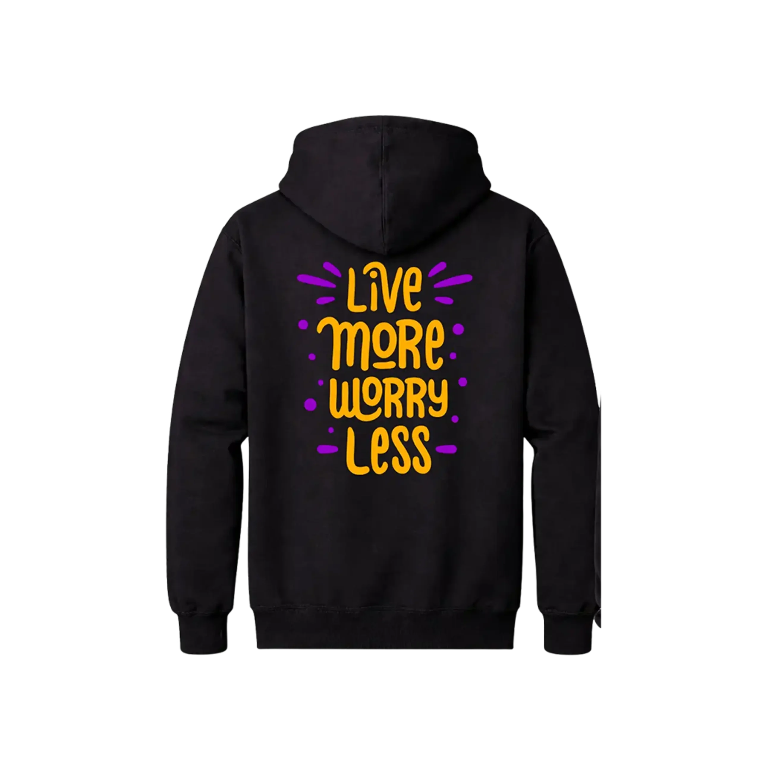 Live More Worry Less Black Streetwear Hoodie