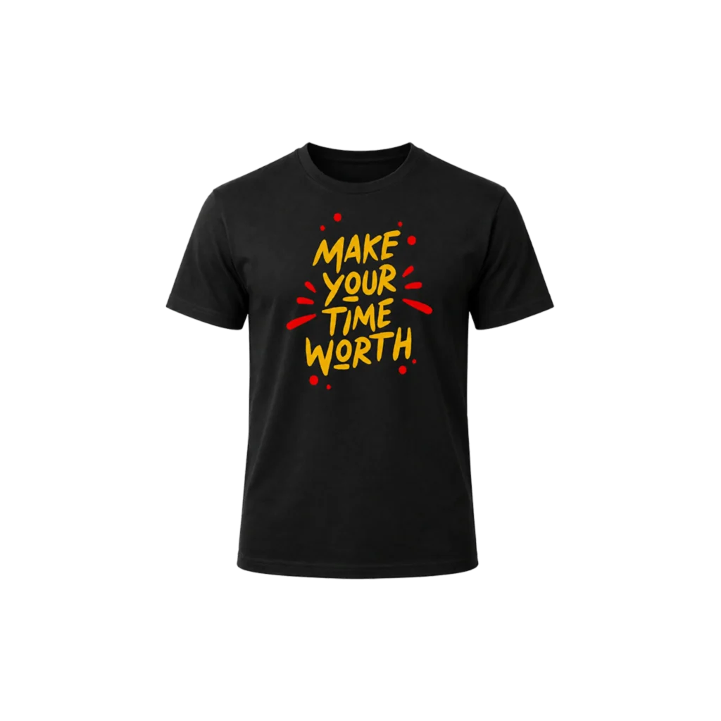 Make Your Time Worth” Graphic Crew Neck Tee